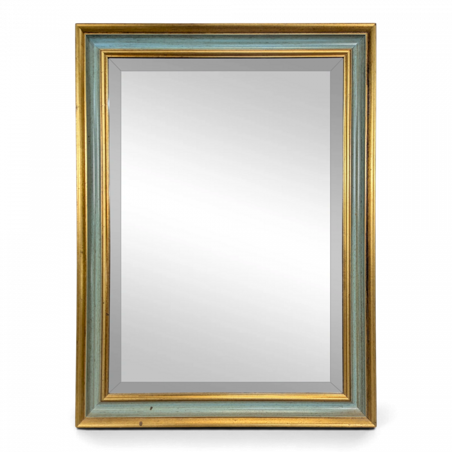 Miroir rectangulaire à cadre laqué vert et doré