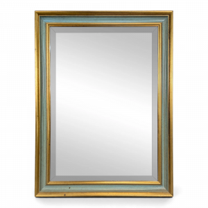 Miroir rectangulaire à cadre laqué vert et doré