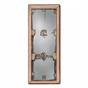 Grand miroir rectangulaire à cadre en bois patiné rose