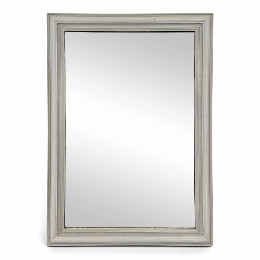 Grand miroir rectangulaire à cadre en bois laqué blanc