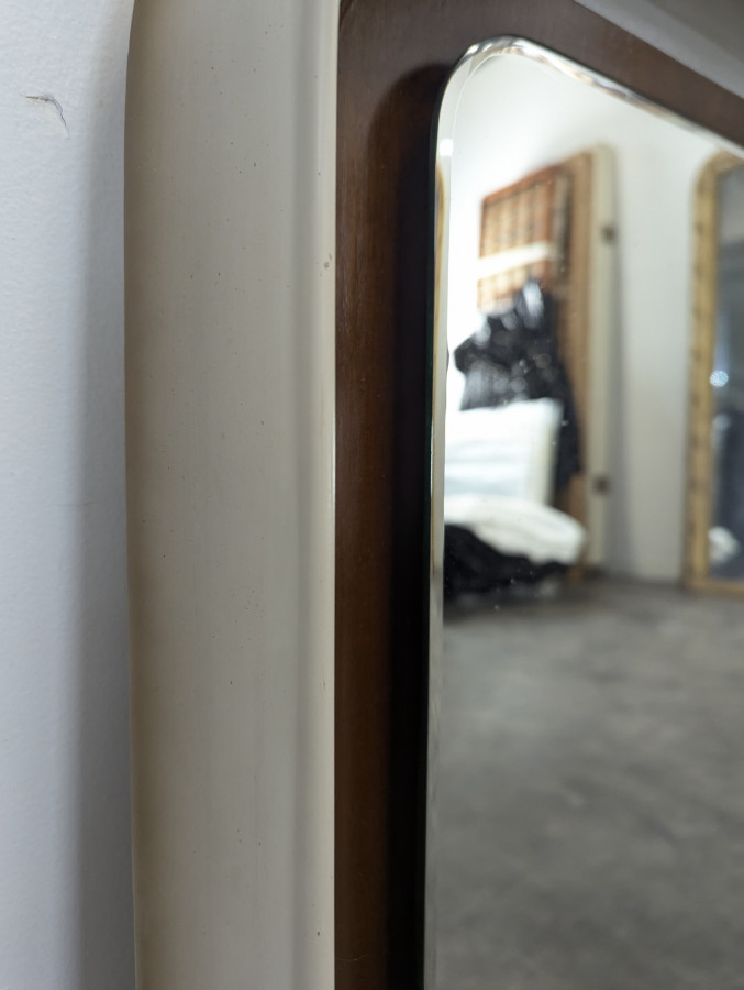 Miroir italien en resine et teck années 70