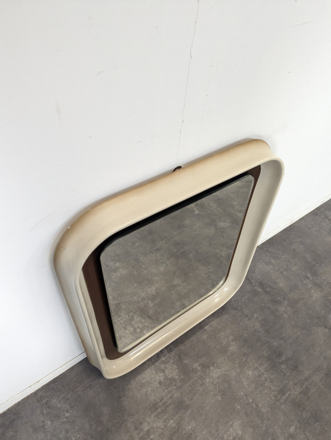 Miroir italien en resine et teck années 70