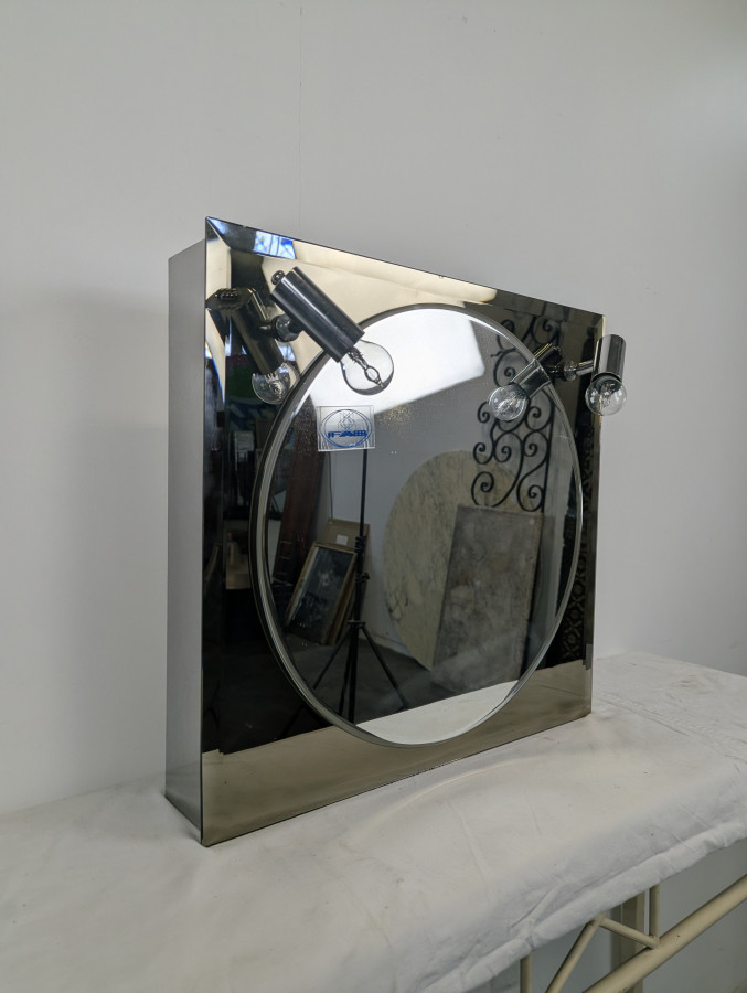 Miroir avec rangements de salle de bain des années 70