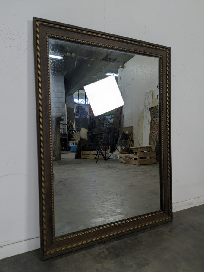 Miroir rectangulaire en bois à filet doré torsadé