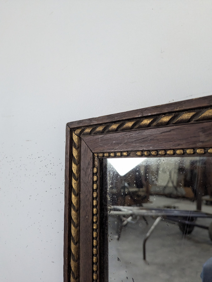 Miroir rectangulaire en bois à filet doré torsadé