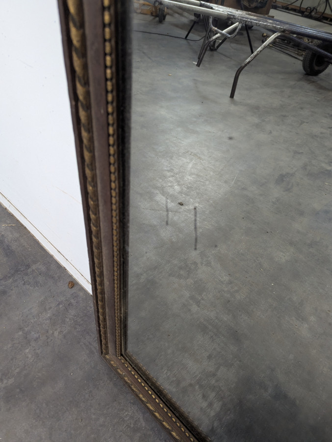 Miroir rectangulaire en bois à filet doré torsadé