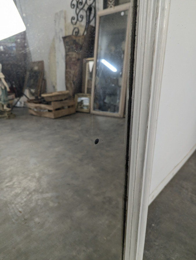 Grand miroir rectangulaire à cadre en bois laqué blanc