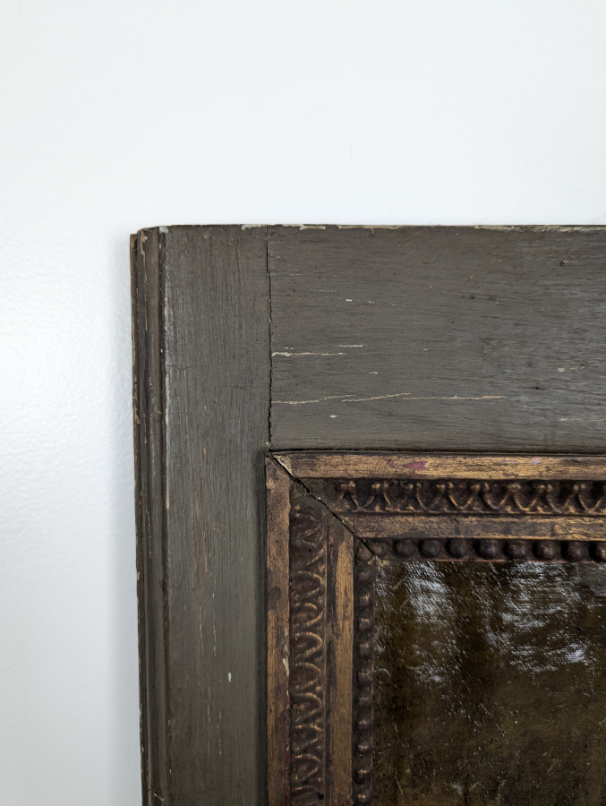 Trumeau de style Louis XVI à panneau décoratif et miroir