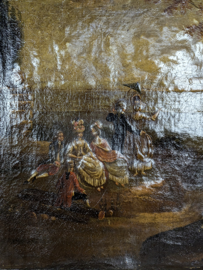 Trumeau de style Louis XVI à panneau décoratif et miroir