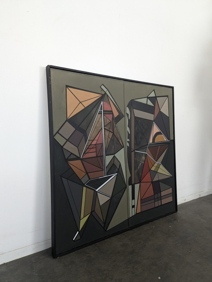 Grand tableau abstrait géométrique - Diptyque - Contemporain par Pierre Verdier (Normandie)