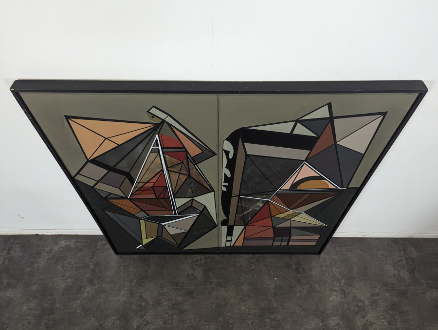 Grand tableau abstrait géométrique - Diptyque - Contemporain par Pierre Verdier (Normandie)
