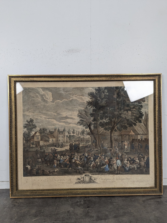 Gravure encadrée Fête flamande d'après Teniers
