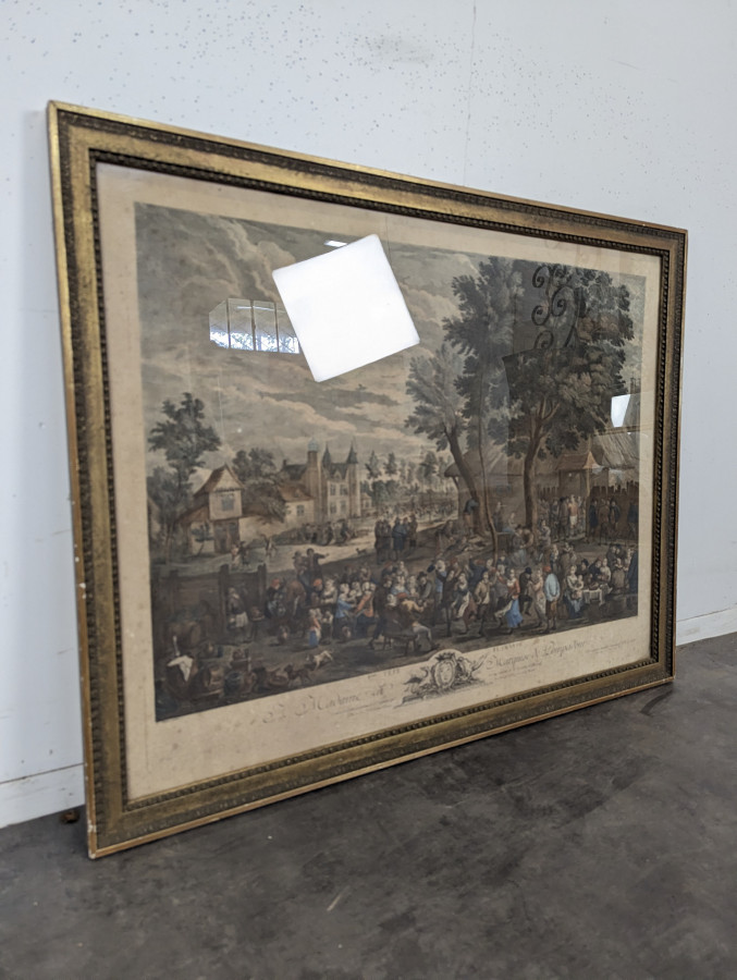 Gravure encadrée Fête flamande d'après Teniers