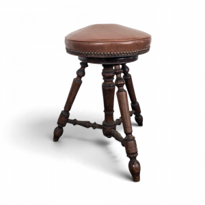 Tabouret de piano tripode en cuir marron