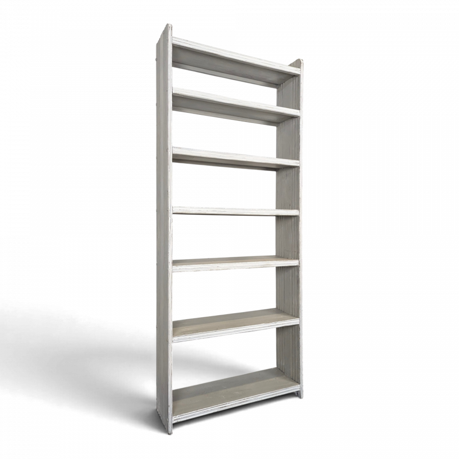 Grande étagère bibliothèque en bois peint blanc