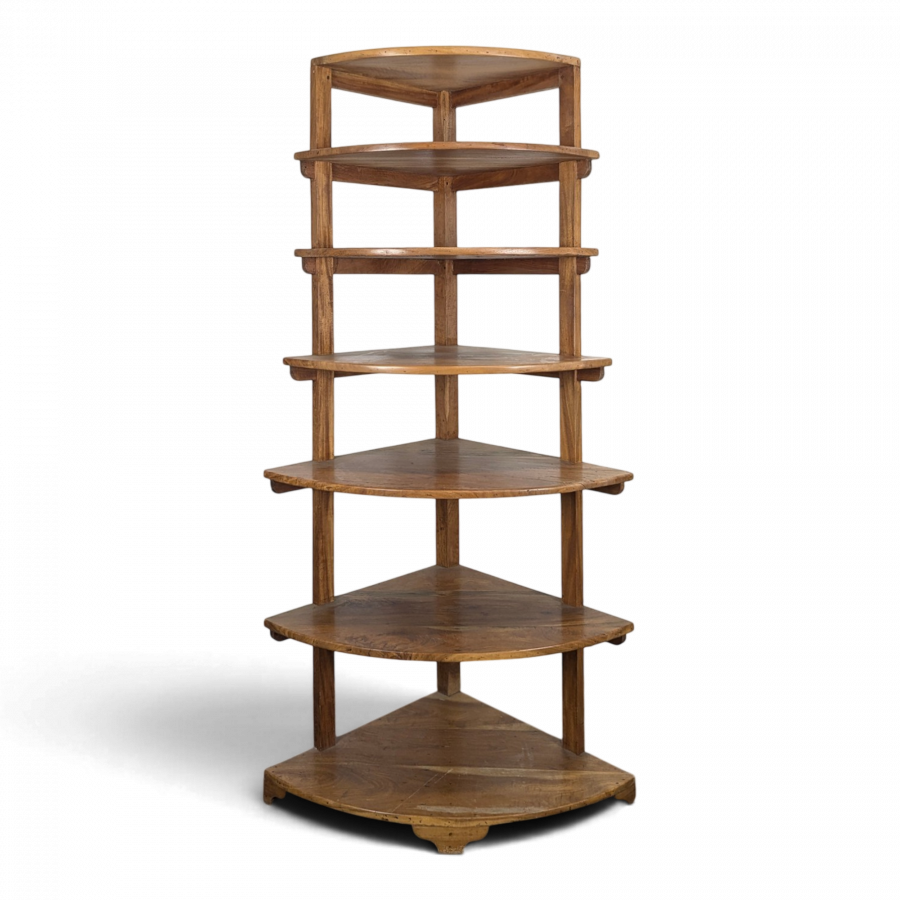 Étagère d'angle en bois à sept tablettes