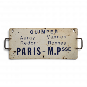 Plaque émaillée de wagon Quimper Paris-Montparnasse double face