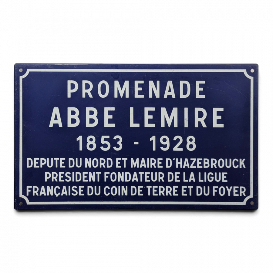 Plaque de rue émaillée Promenade Abbé Lemire