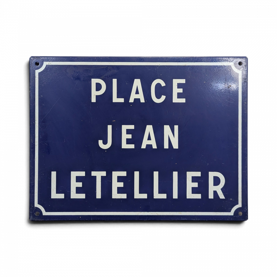 Plaque de rue émaillée Place Jean Letellier