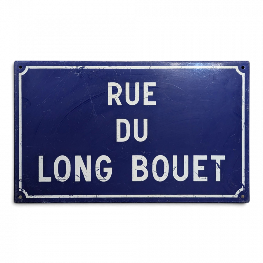 Plaque de rue émaillée Rue du Long Bouet
