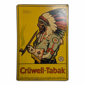Plaque publicitaire Crüwell-Tabak chef indien en tôle