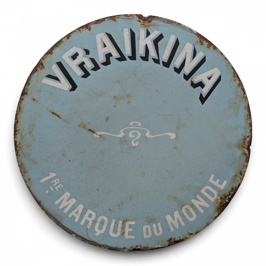 Plaque émaillée ronde Vraikina première marque du monde