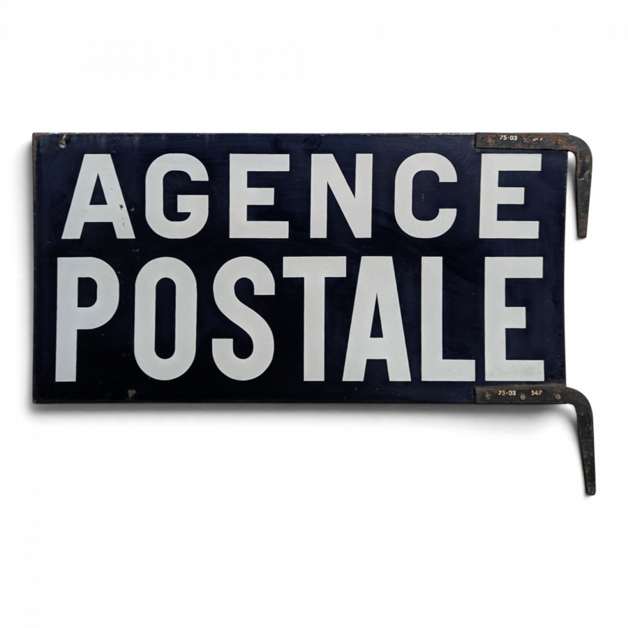 Plaque émaillée Agence Postale double face à potence