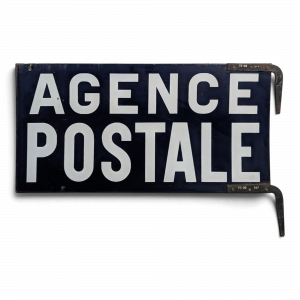 Plaque émaillée Agence Postale double face à potence