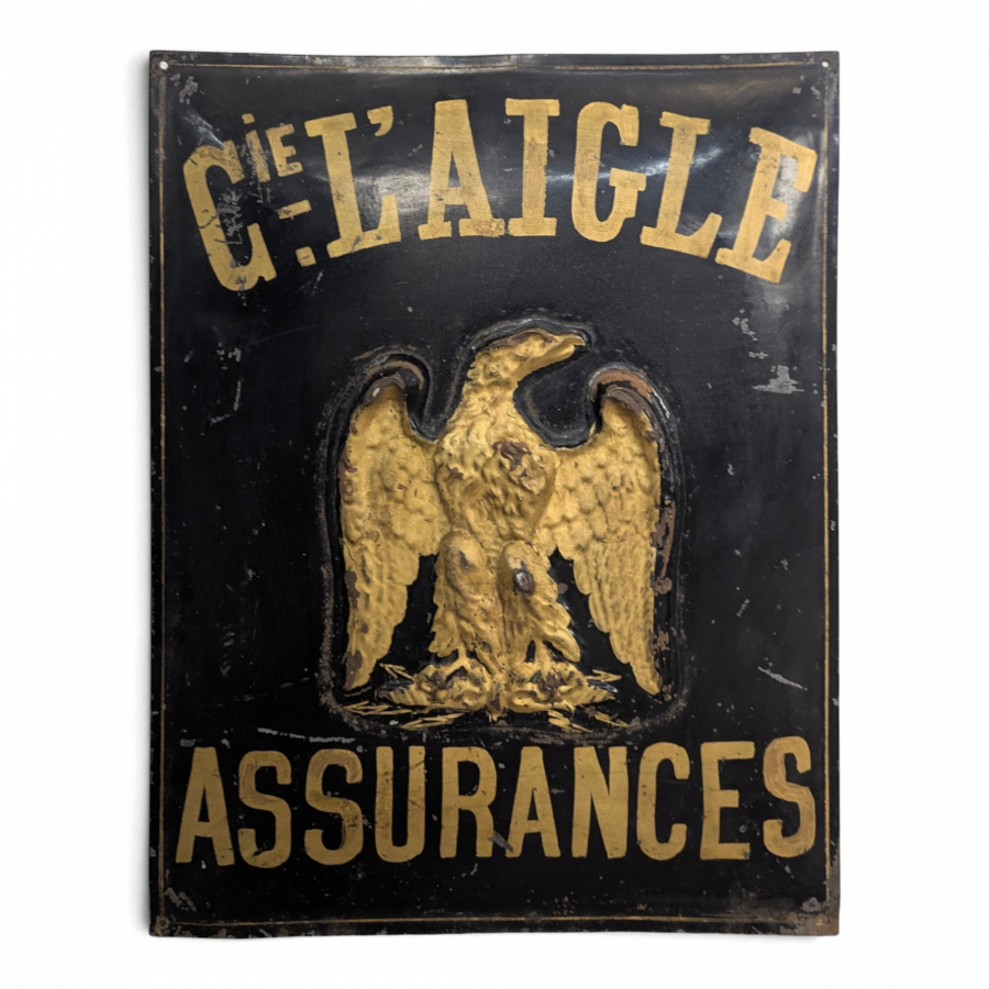 Plaque publicitaire Compagnie L'Aigle assurances en tôle