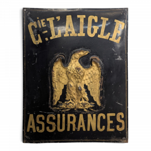 Plaque publicitaire Compagnie L'Aigle assurances en tôle