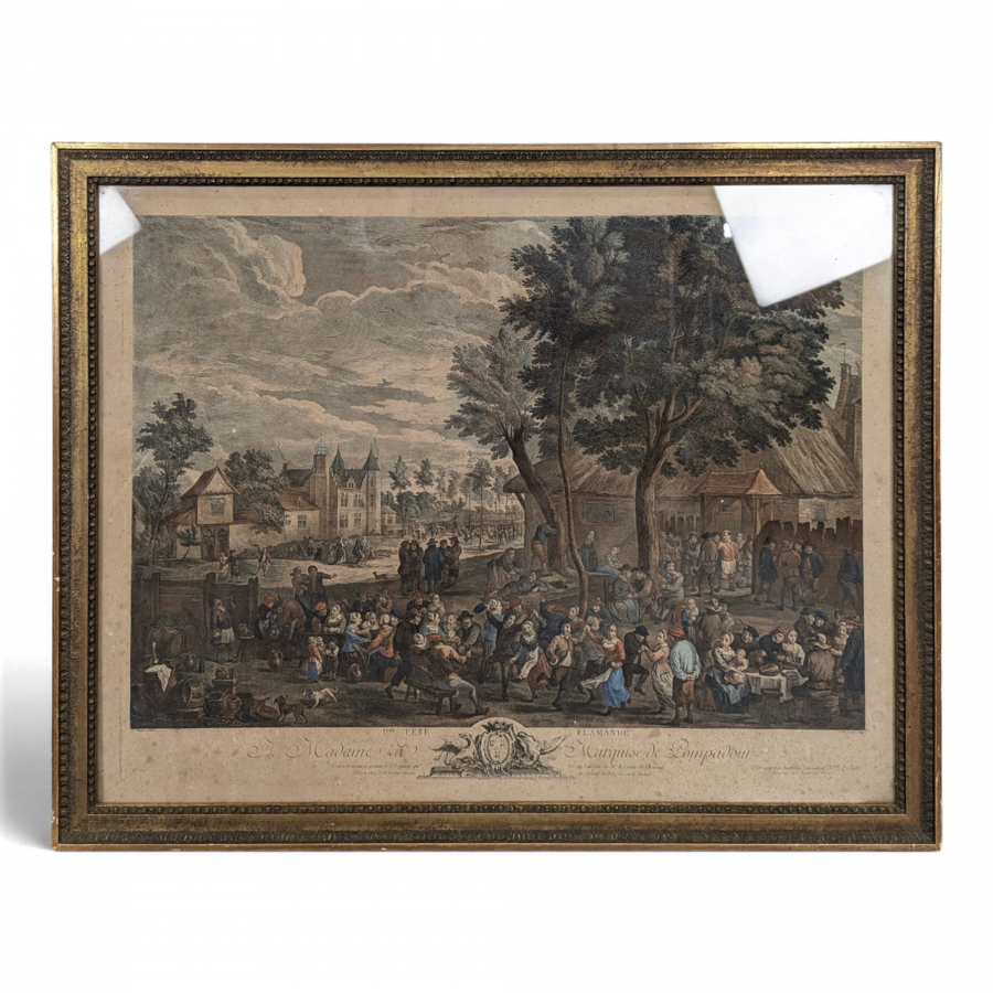 Gravure encadrée Fête flamande d'après Teniers