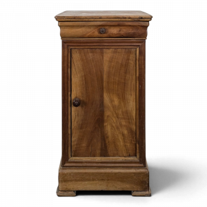 Chevet Louis-Philippe en noyer à une porte et un tiroir