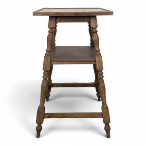 Table haute rustique en chêne à pieds tournés