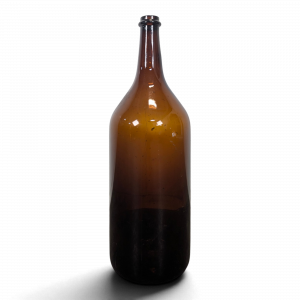 Grande bouteille ancienne en verre soufflé ambré
