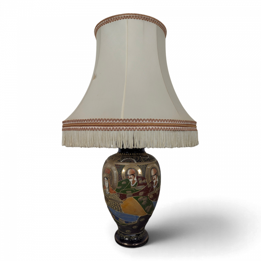 Lampe vase Satsuma en faïence japonaise à abat-jour