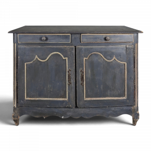 Buffet Louis XV en chêne patiné noir deux portes deux tiroirs
