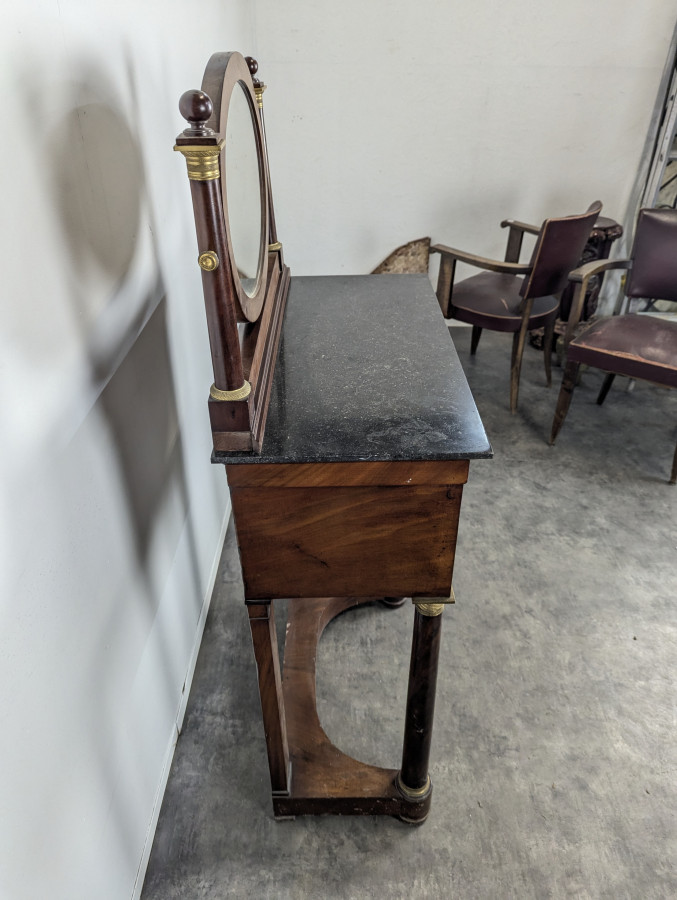 Coiffeuse secrétaire de style Empire en acajou flammé