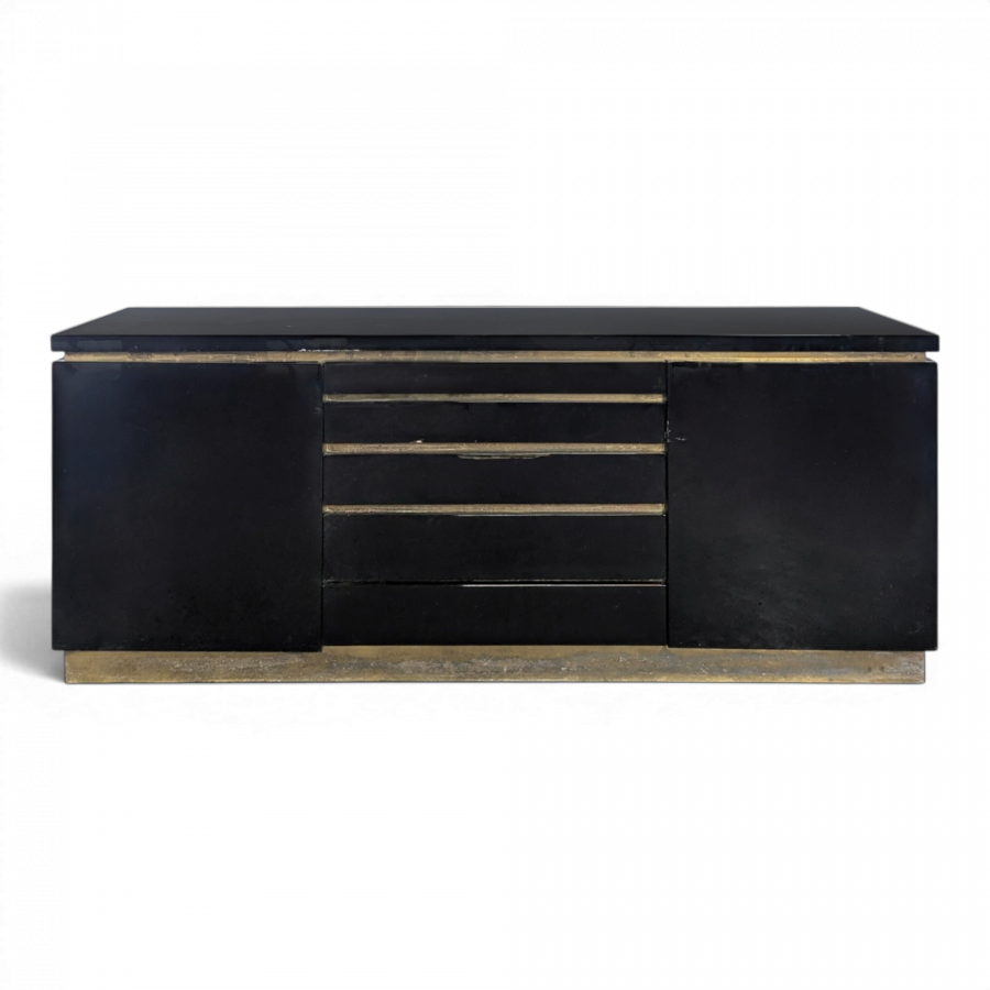 Enfilade laquée noire de Jean Claude Mahey