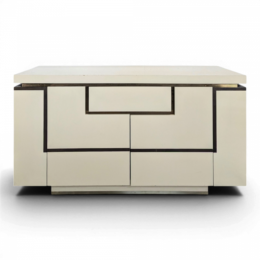 Enfilade laquée blanche Jean Claude Mahey édité par Rochebobois