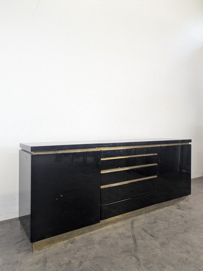 Enfilade laquée noire de Jean Claude Mahey