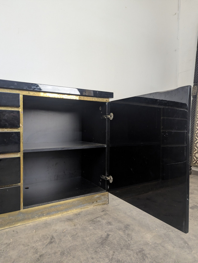 Enfilade laquée noire de Jean Claude Mahey