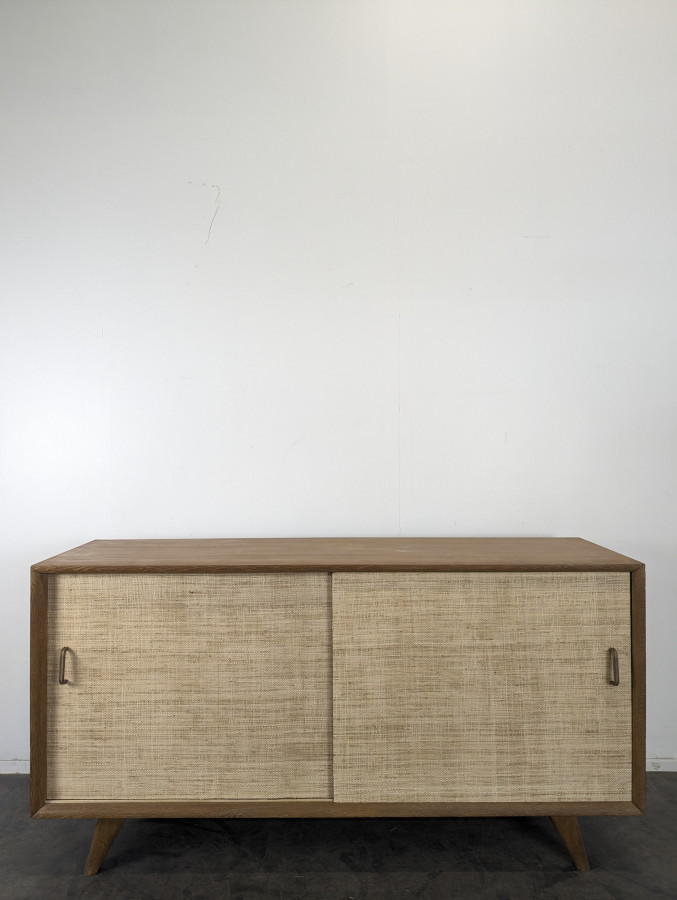 Enfilade moderniste en chêne portes en raphia
