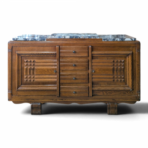 Enfilade en chêne sculpté dessus marbre années 40