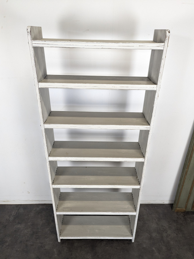 Grande étagère bibliothèque en bois peint blanc