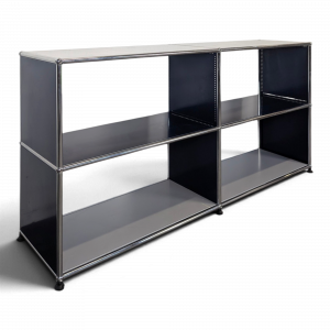 Meuble de rangement USM Haller bleu acier 4 cases ouvertes