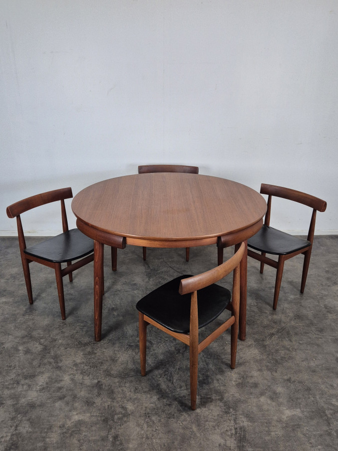 Ensemble table et 4 chaises en teck de Hans Olsen pour Frem Rojle