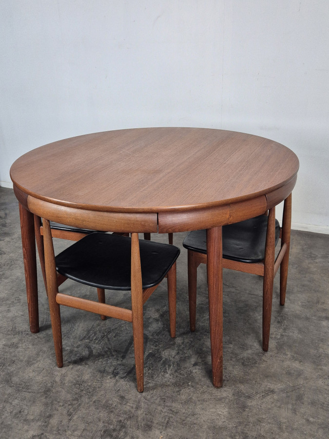 Ensemble table et 4 chaises en teck de Hans Olsen pour Frem Rojle