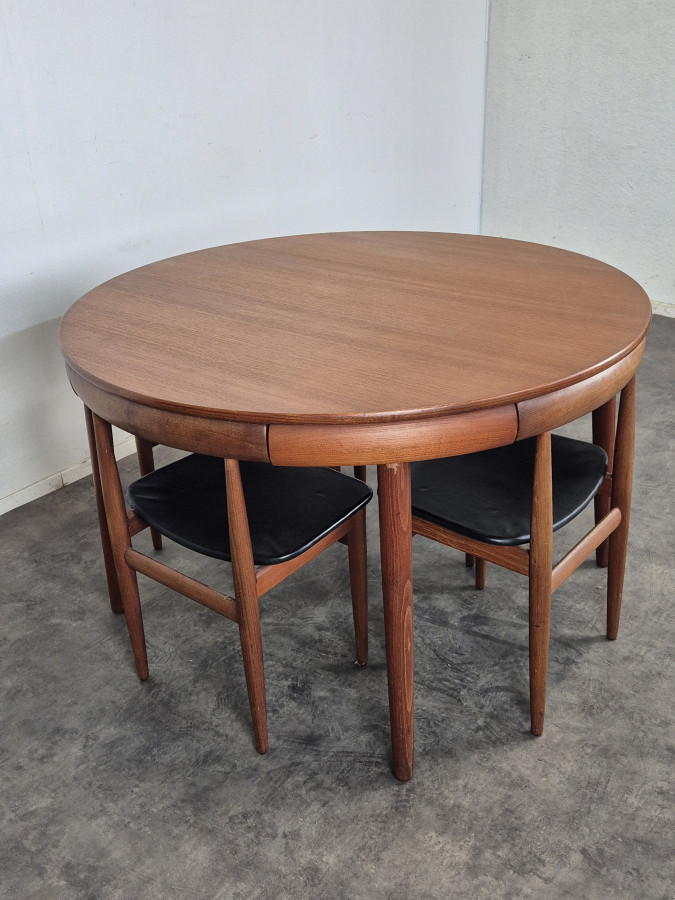Ensemble table et 4 chaises en teck de Hans Olsen pour Frem Rojle