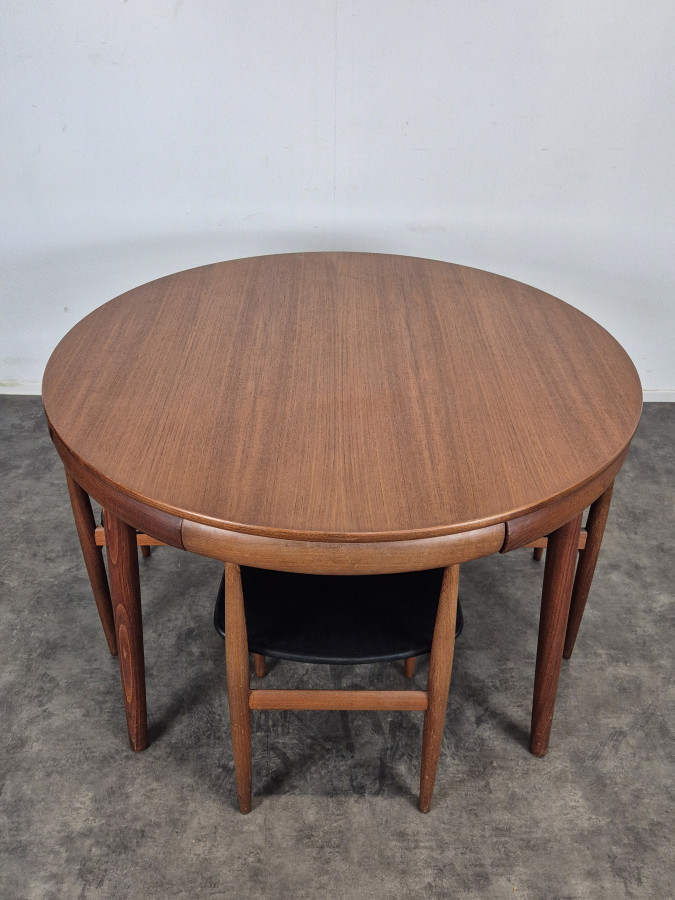 Ensemble table et 4 chaises en teck de Hans Olsen pour Frem Rojle