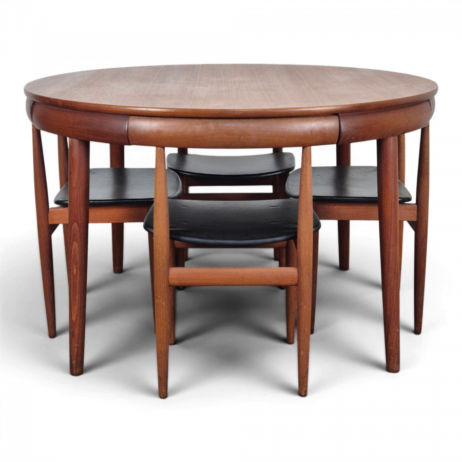 Ensemble table et 4 chaises en teck de Hans Olsen pour Frem Rojle